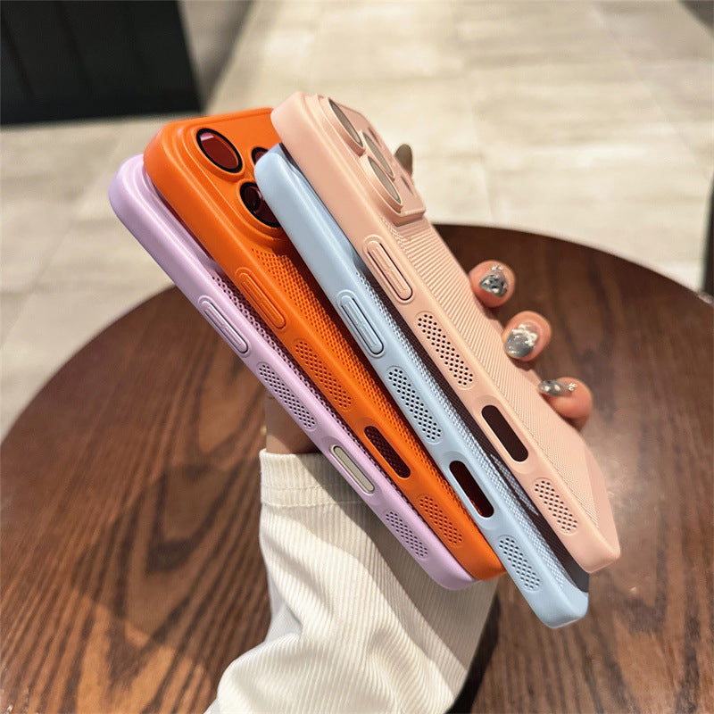 Suitable For 17Air Heat Dissipation Network Shell With Lens Protector Breathable Frosted Mobile Phone Case
